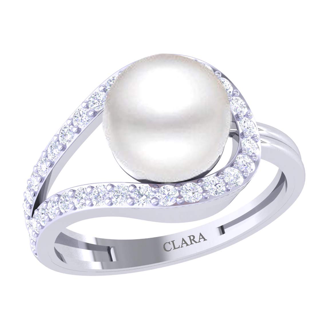 CLARA 92.5 Sterling Silver Diamond Cut Zirconia Real Pearl Ring Gift for Women and Girls (B08S3JTWJP) Amazon Price History, Amazon Price Tracker