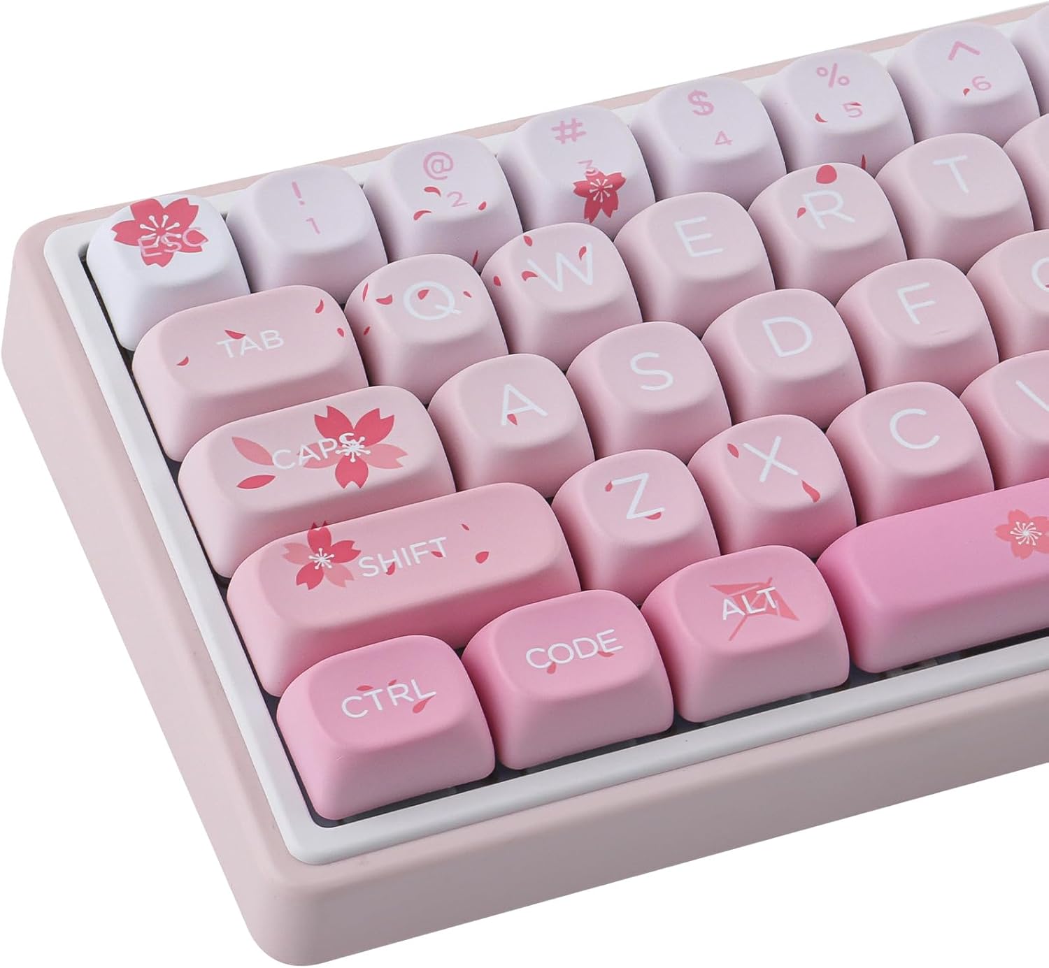 Tsungup Cherry Blossom MOA Keycaps-Pink Sakura,129 Keys Cute PBT Custom Keycaps 100 Percent,Dye Sub Key Caps Keyboard Keycap Set for MX Switches Mechanical