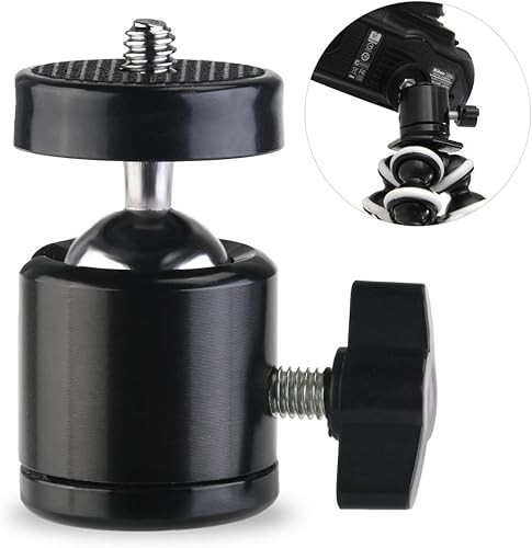 Miniatura 5 de SLOW DOLPHIN Adaptador de montaje para zapata caliente, cabeza de bola giratoria de 360 grados, cabeza de tornillo de trípode de 14 para cámaras,
