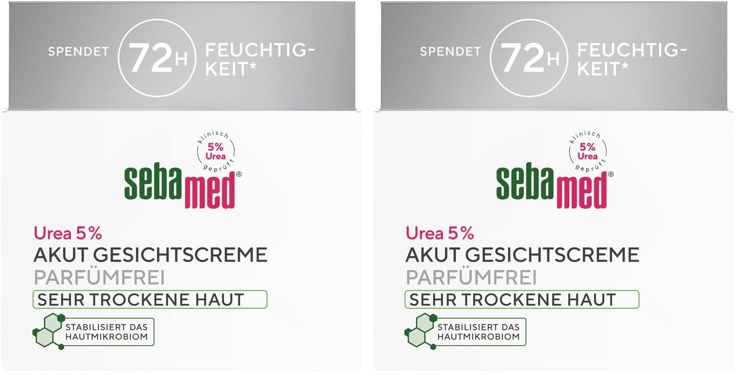 Sebamed Urea 5% Akut Gesichtspflege parfümfrei sehr trockene Haut 50 ml, spendet 72 Stunden Feuchtigkeit, trägt zur Glättung von Falten bei, lindert rasch Schuppung und Spannungsgefühl, ohne Parfüm