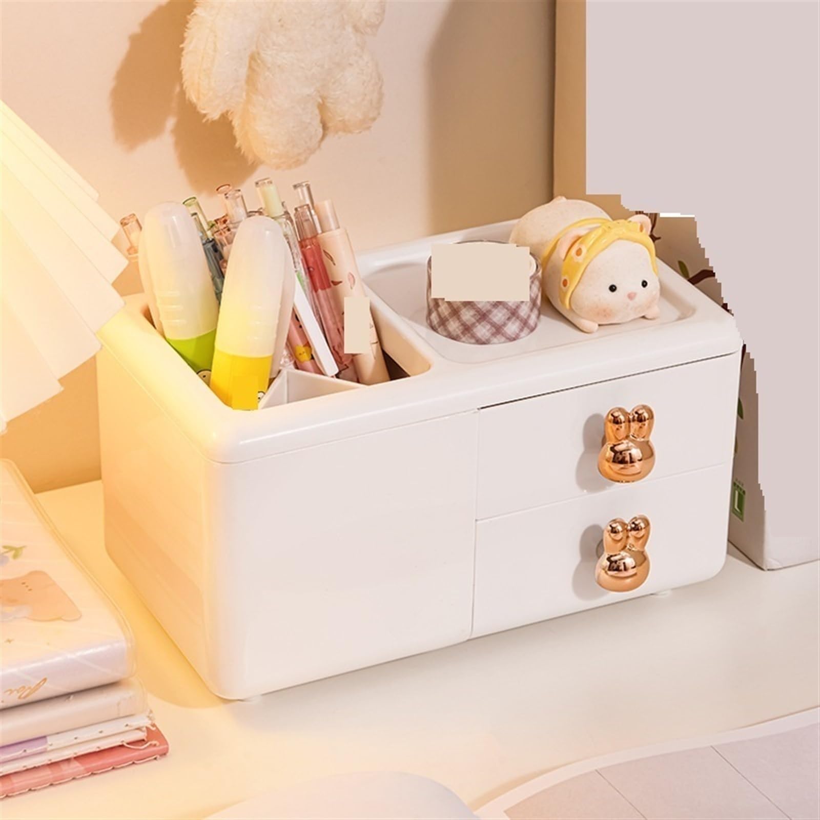 Caja organizadora de escritorio, soporte para bolígrafos de gran capacidad para estudiantes, bonito contenedor de escritorio, práctico organizador de papelería para oficina en casa o almacenamiento de