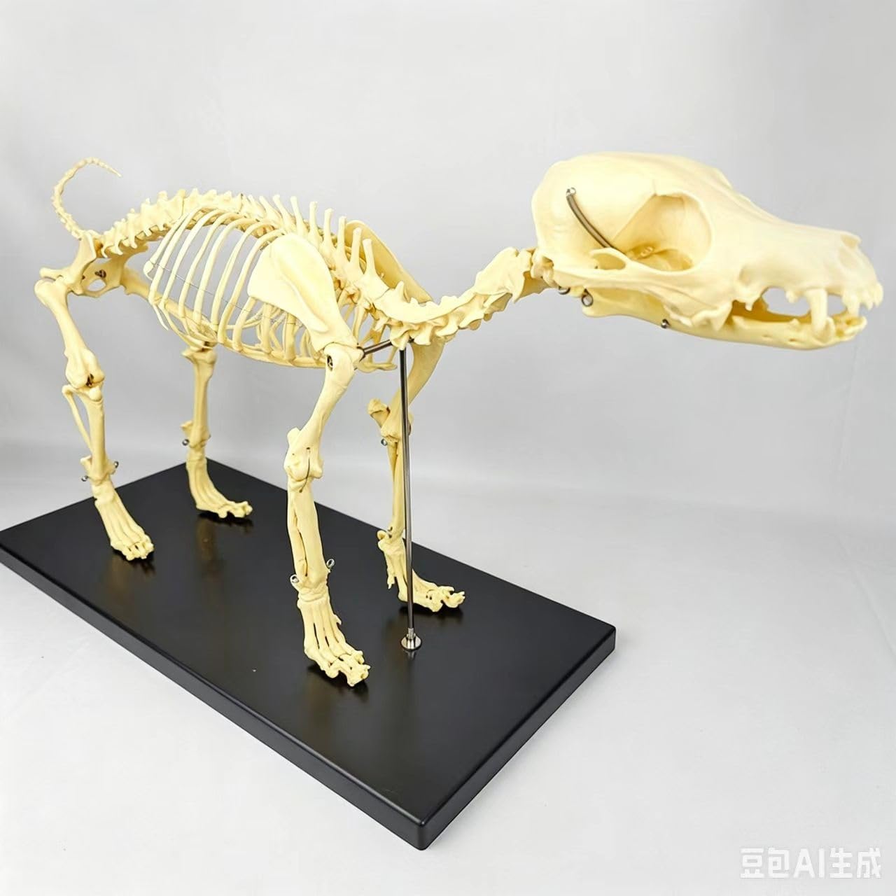 Modelo de esqueleto perro, molde enseñanza anatomía animal hueso completo canino, esqueleto hueso perro cola cabeza desmontable, soporte soporte, escuela veterinaria, clínica mascotas, exposición
