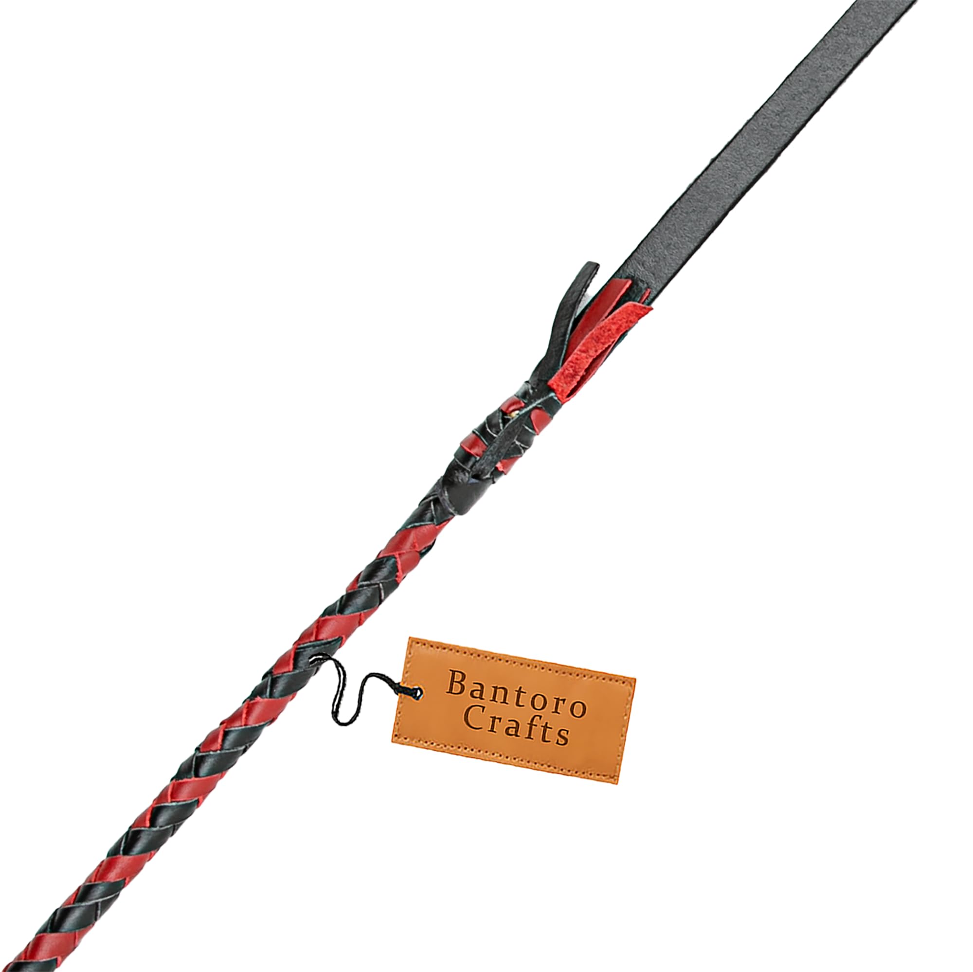 Bantoro Crafts Red & Black Kangaroo Leather Bullwhip – 8ft, 16