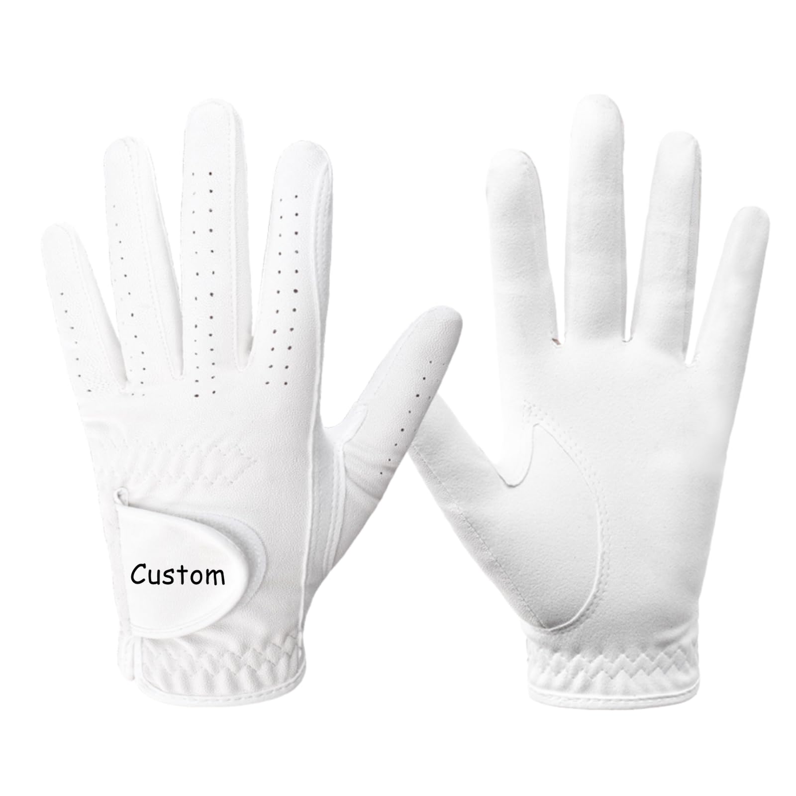 1Pcs Personalised Text Leather Golf Gloves, Custom Your Own Name Golf Glove, Customized Non-Slip Breathable Wear-Resistant Sports Gloves, Gifts for Golfers, Christmas Birthday Gifts (White, XXL)