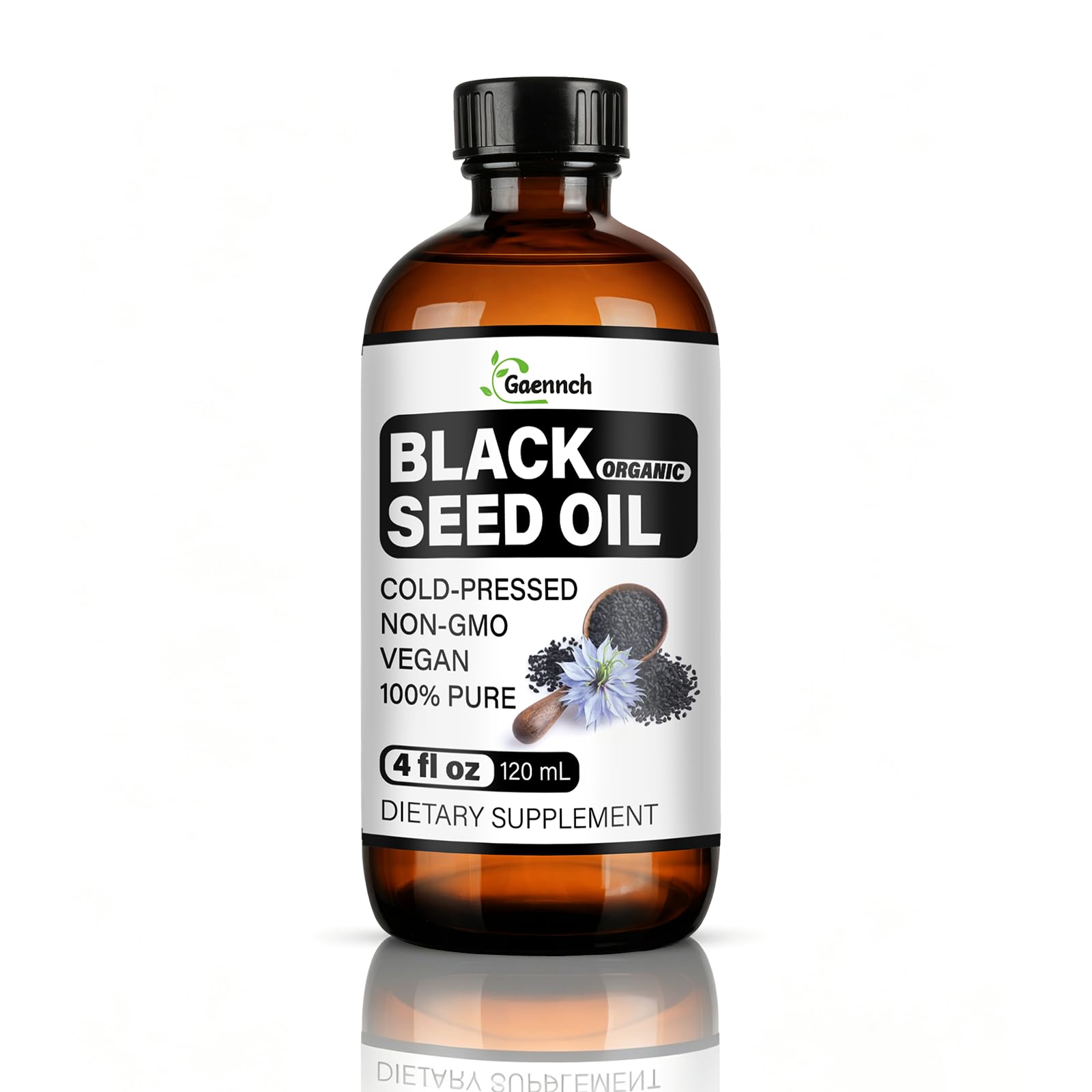 Black Seed Oil Organic Cold Pressed - Pure Nigella Sativa Black Cumin Oil 4 Fl Oz (Pack of 1)