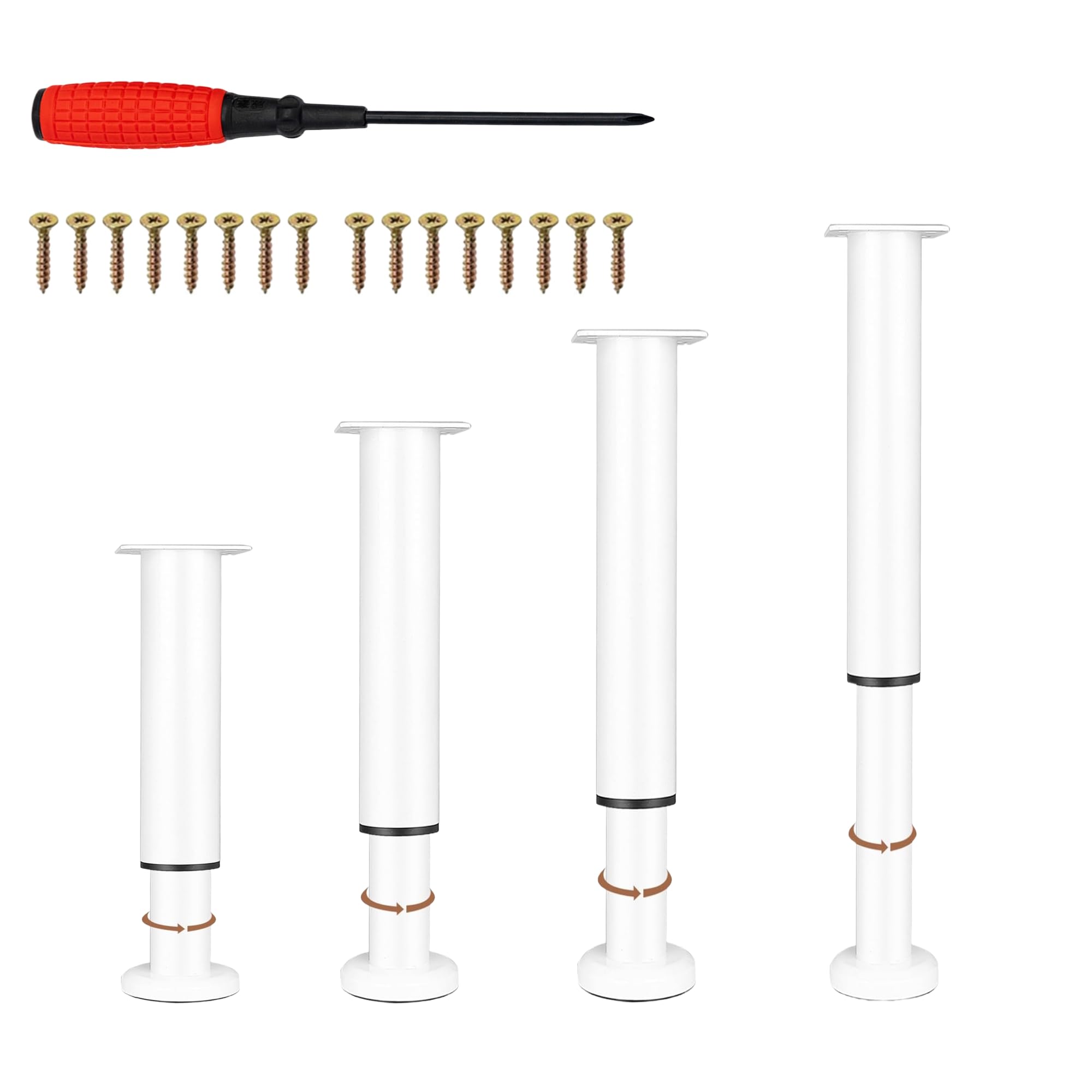 Piedini Regolabili Per Mobili - 2 Pezzi, Altezza 25-42 Cm, Con Gommini Antiscivolo, Bianchi, Ideali Per Letti E Divani - Foto 12