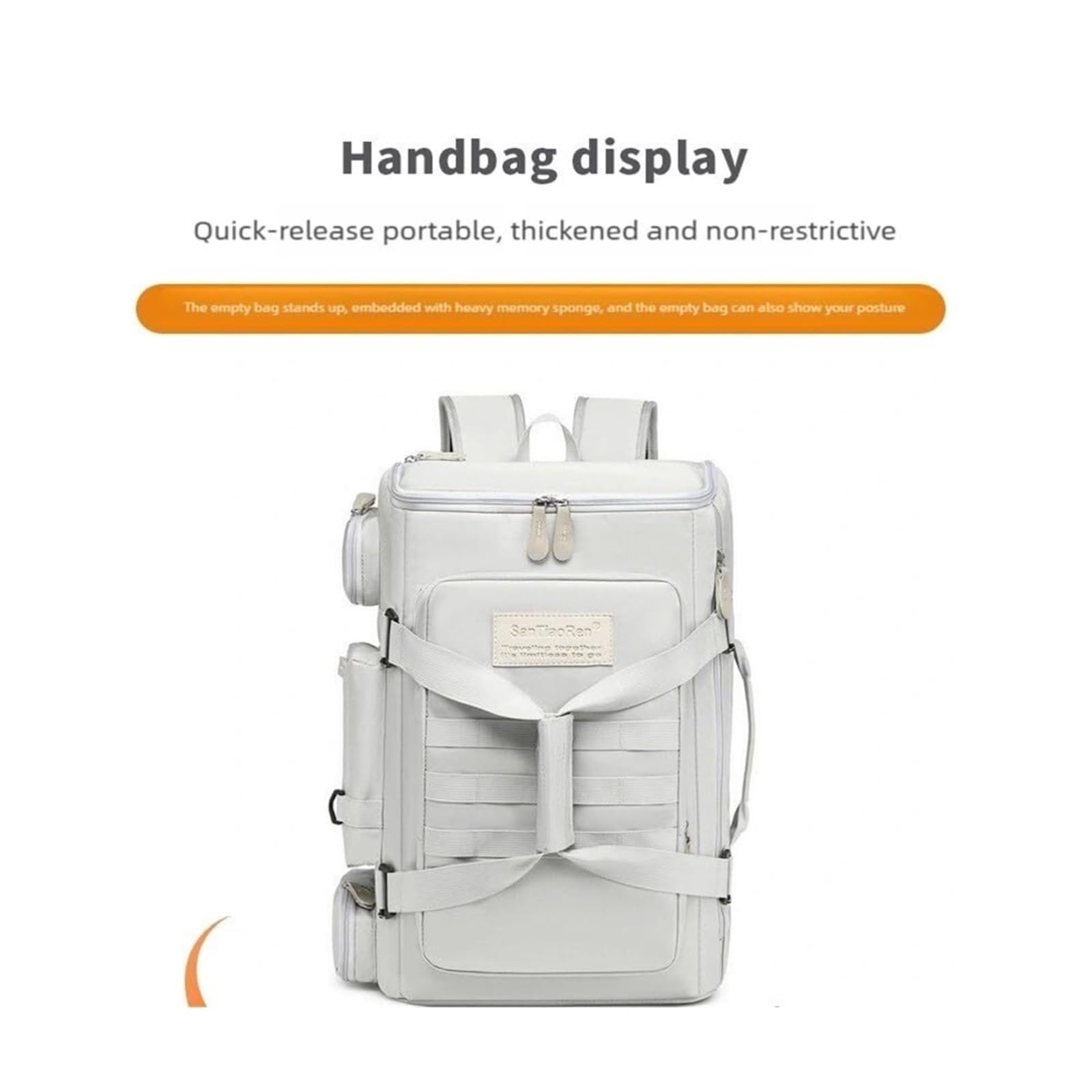 Borsa da esterno for zaino da viaggio di grande capacità | Zaino da uomo con spallacci imbottiti ad aria, borsa da tennis da trekking(Gray)