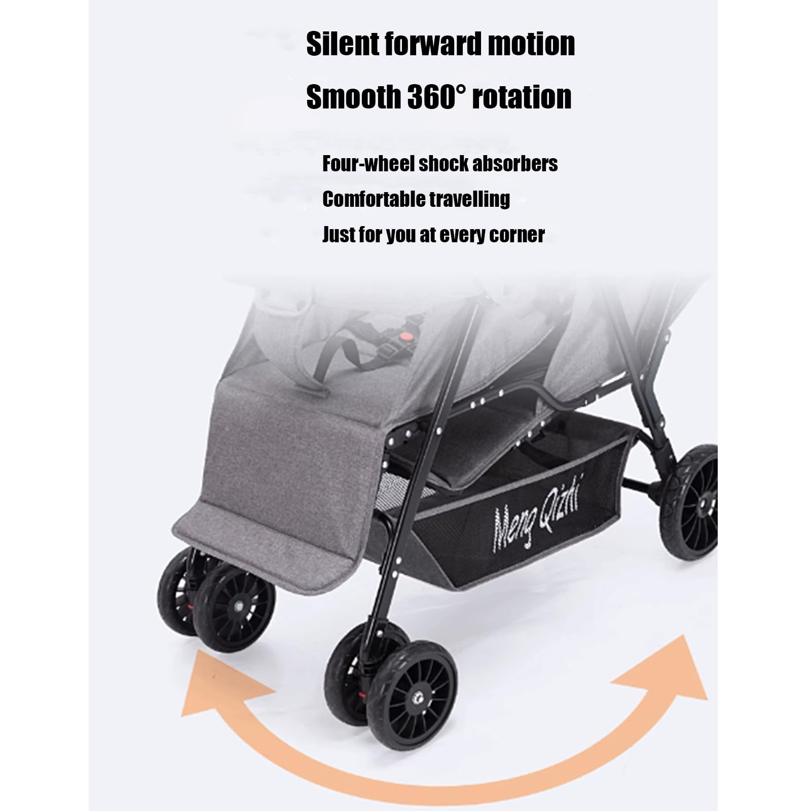 Rieort Poussette jumelle de Luxe Poussette Double en métal compacte et Confortable avec sièges en Tandem Landau Pliable en métal poussettes Tandem