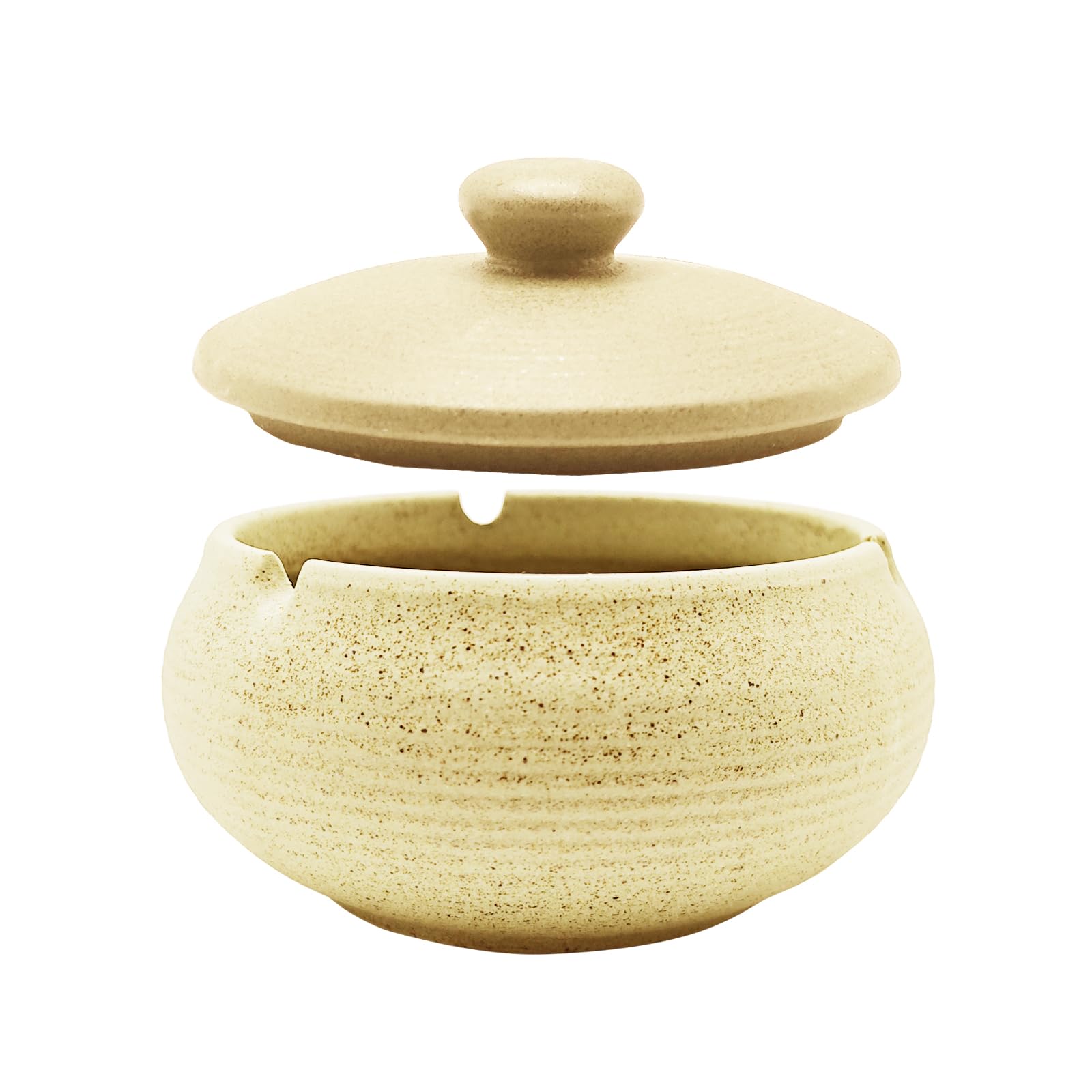 Zlfcypheria Yellow Outdoor Ashtray, Ceramic Windproof With Lid, Odour-Proof,