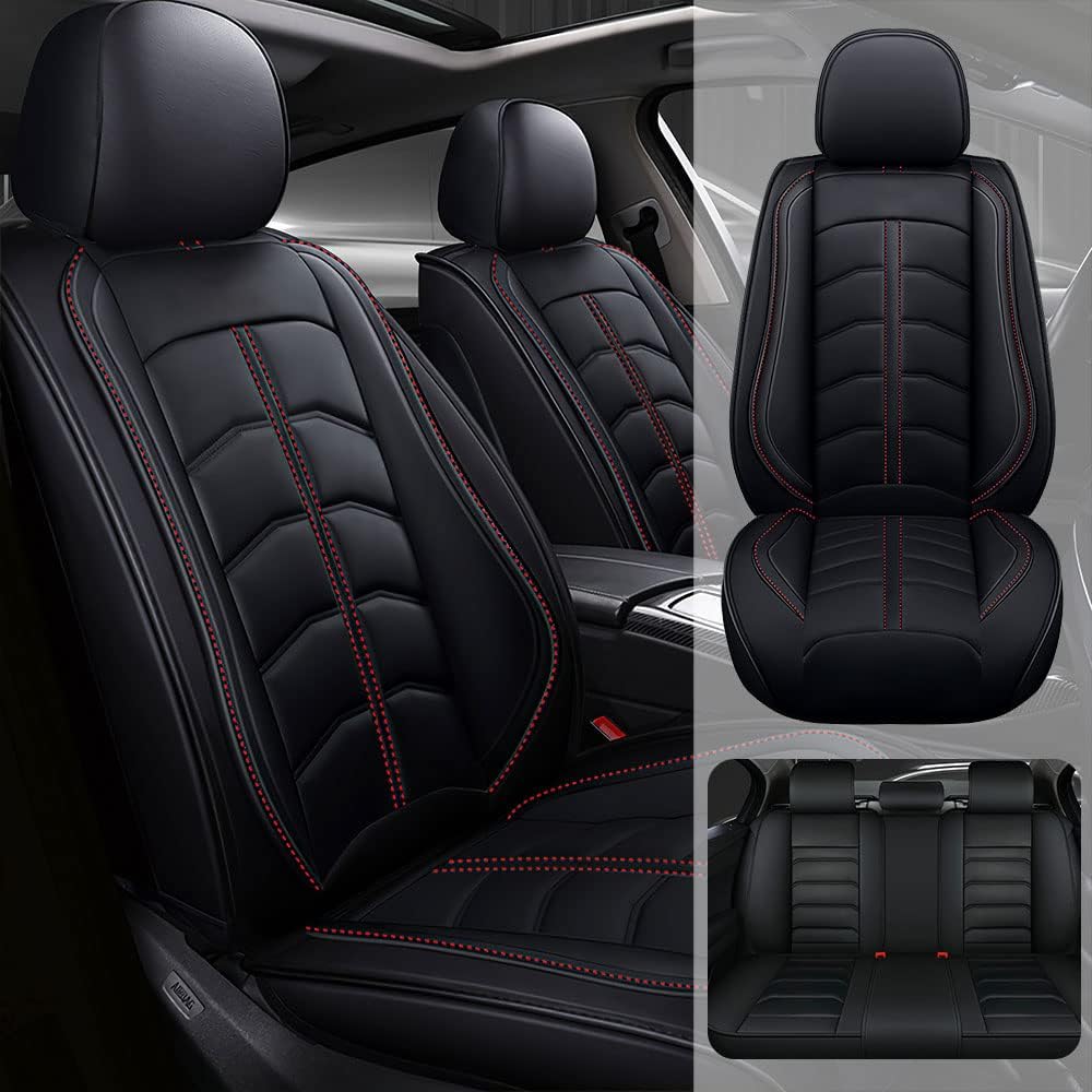 Car Seat Cover for Chevrolet Camaro 2000-2023, Durable Wear Resistant Waterproof Seat Covers, Breathable No Odor Premium Leather Vehicle Interior Accessories.(Standard 5 Seats,Black) Black 5 Seats Full Set