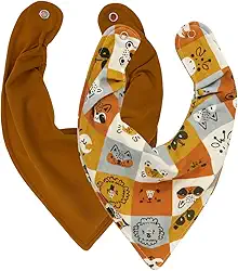 Kit 2 Babadores Bandana Impermeáveis para Bebê – 100% Algodão, Laváveis e Reutilizáveis