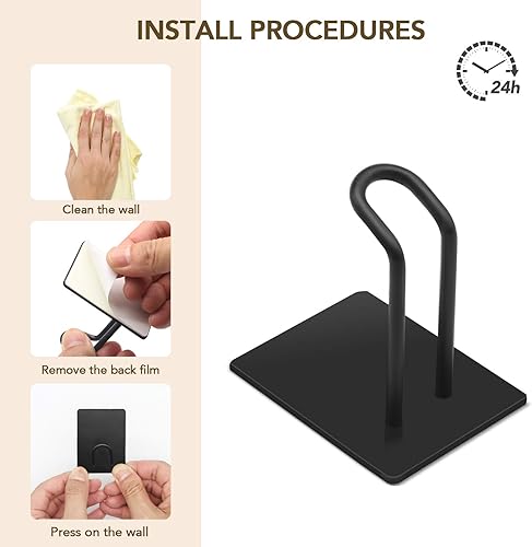 Miniatura 3 de Ganchos adhesivos, gancho de toalla de acero inoxidable, colgador adhesivo para cocina y puerta, ganchos de pared de baño para colgar toallas,