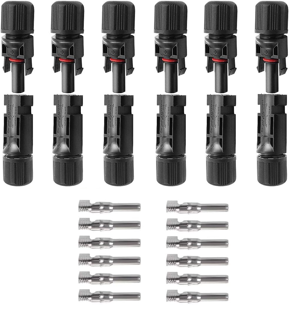 ABONIX Solar MC4 Connector Kit – 6 Pairs Male & Female Waterproof PV Connectors for Solar Panel Cables (Pack of 6)