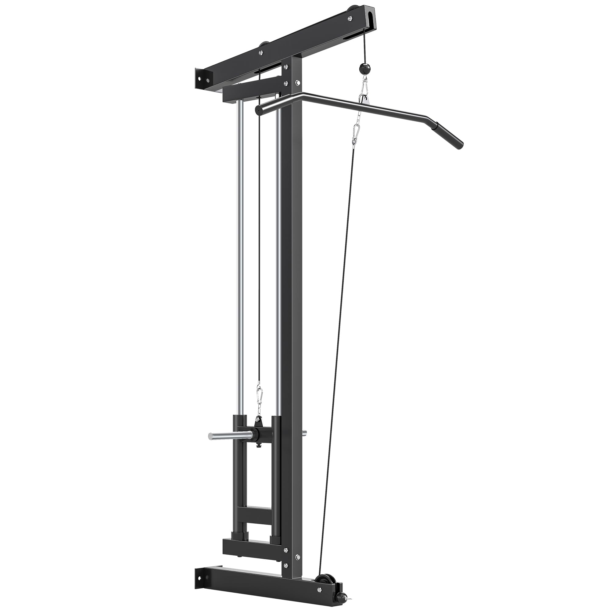 SPORTNOW Latzugstation Verstellbar zur Wandmontage Latzugturm inkl. Latzugstange Seilzug Latzugmaschine bis 120kg Belastbar Fitnessstation Kabelzugstation Latzug-Station Kraftstation für Zuhause