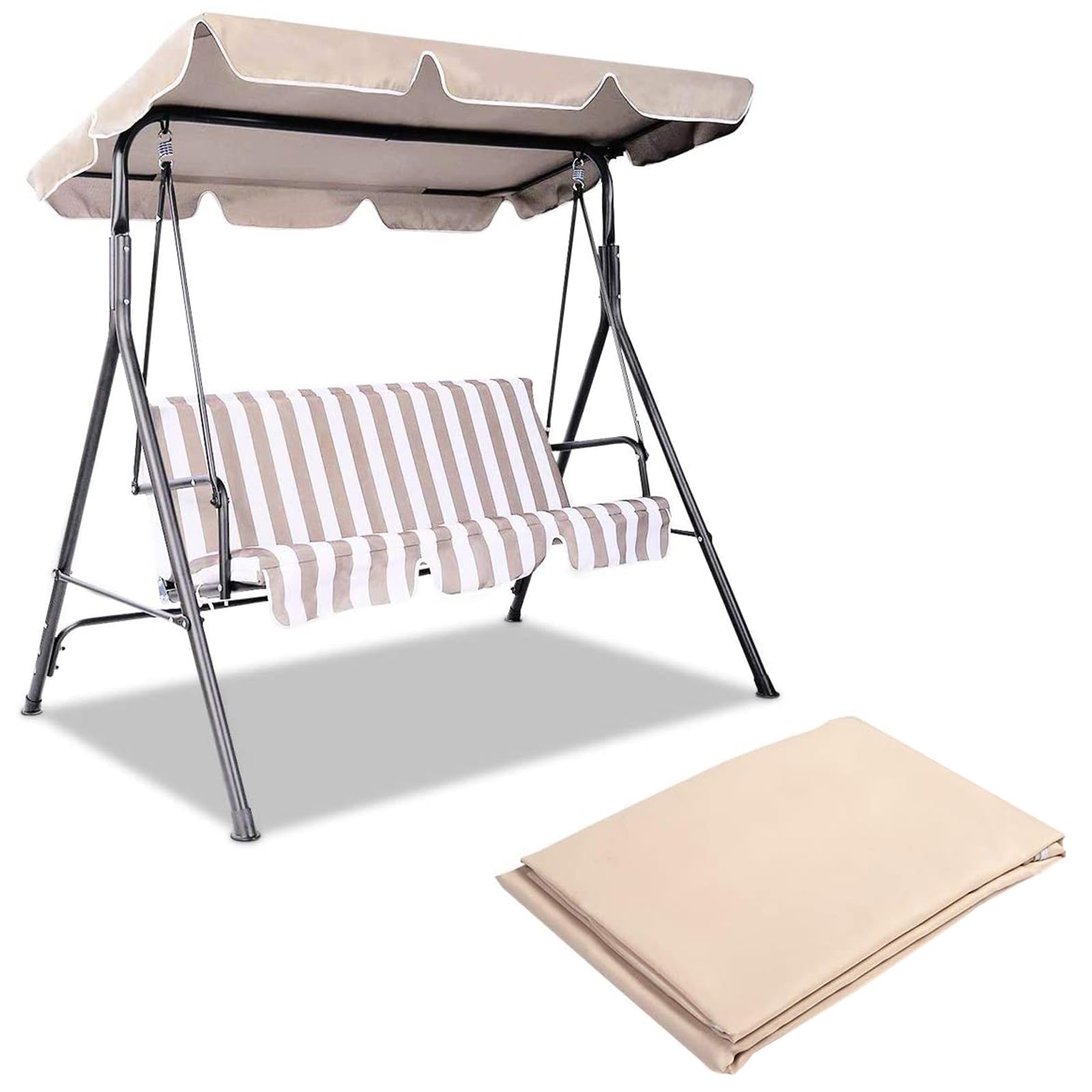 COSTWAY Techo de Repuesto para un Columpio, Toldos para Balancin de Exterior Impermeable y UV Protección, Toldo de Reemplazo de Poliéster Universal para Balcón, Jardín y Patio (191 X 132 cm, Beige)