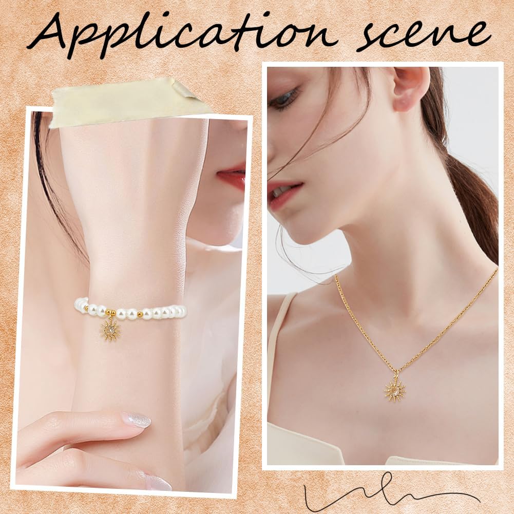 Beebeecraft 1 Box 10Pcs Sun Charms 18K Gold Plated Brass Cubic Zirconia Celestial Shape Pendant with Jump Ring for Jewelry Making DIY Bracelet Necklace Findings - Image 5