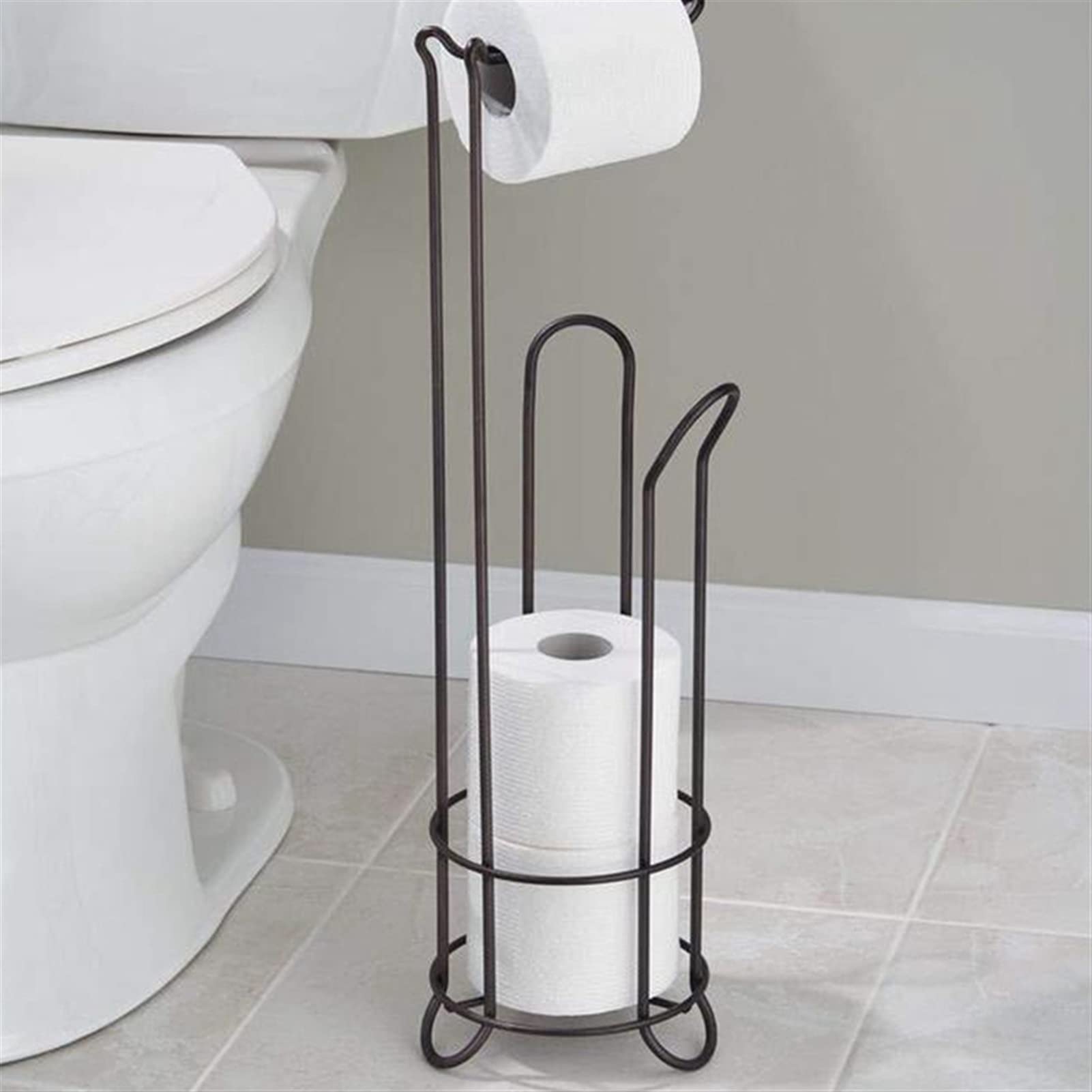 Portarrollos para Papel Piso de acero inoxidable de pie Rollo de papel Toalla Soporte de soporte Organizador Papel higiénico Rack Baño Hardware Almacenamiento vertical Casco Portarrollos para papel Hi