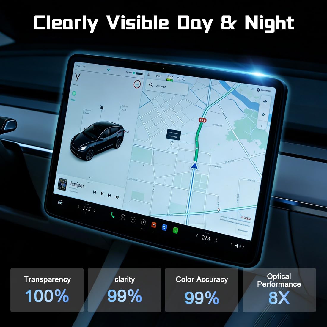 Tesla Model Y Juniper 2025-2026 & Model 3 Highland Screen Protector, confezione da 2 pellicole protettive in vetro temperato opaco antiriflesso per schermo centrale da 15,4" e display posteriore da 8