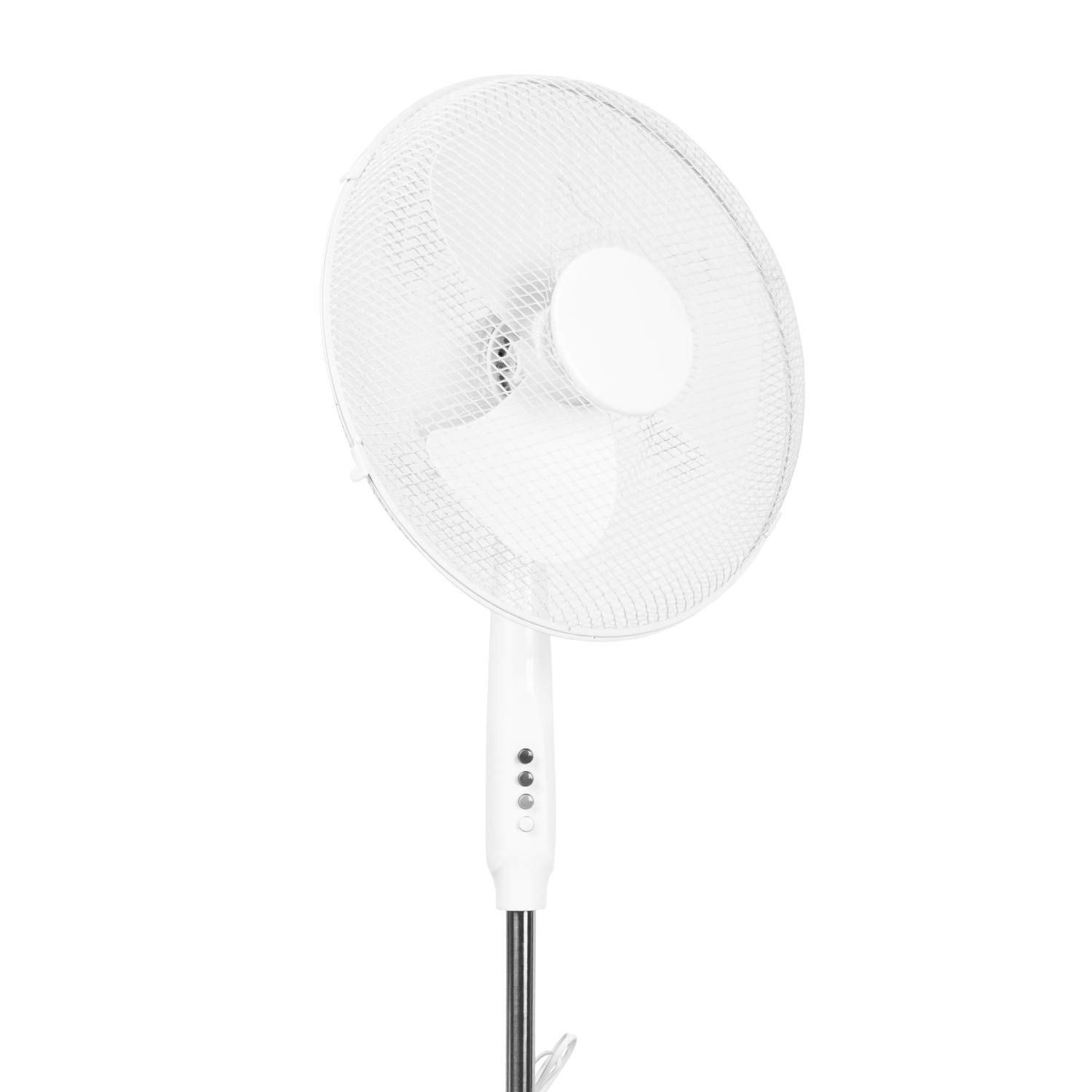 Dina Housewares Cross Base Freestanding Oscillating 16" Pedestal Fan With Adjustable Speeds (White)