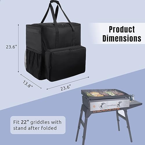 Miniatura 7 de Bolsa de transporte para parrilla de 22 pulgadas para Blackstone, con tela Oxford 600D y forro a prueba de aceite, bolsa de almacenamiento portátil