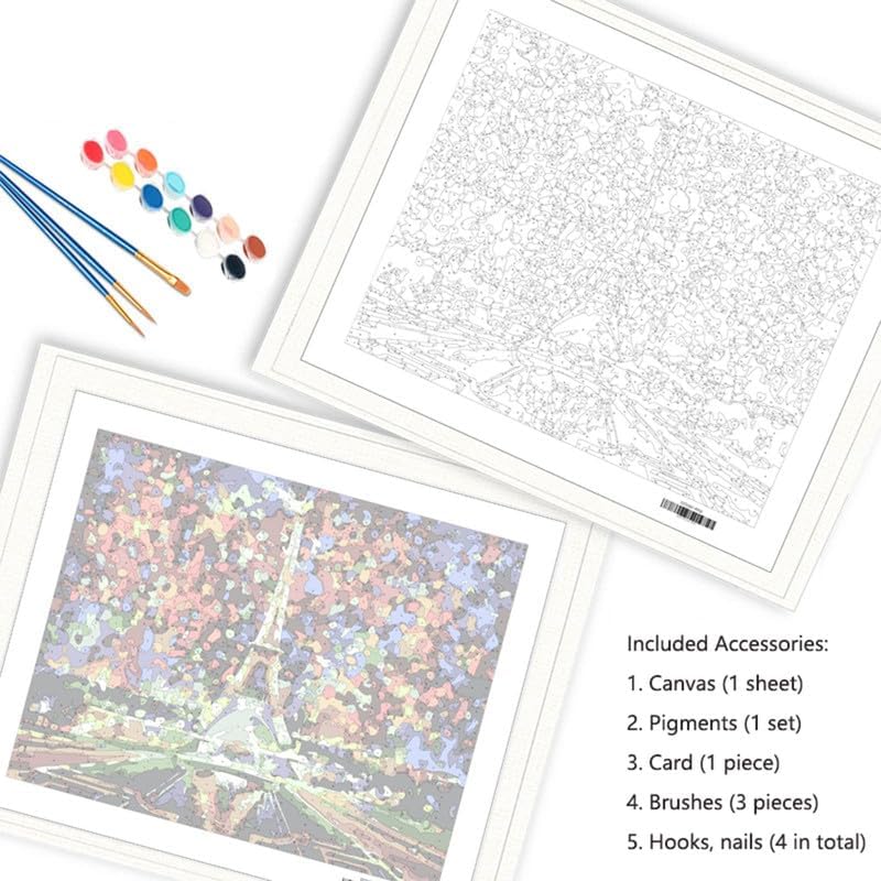 Miniatura 2 de MLSG Pintura por números para adultos, apta para principiantes, pintura acrílica de acuarela por números, ángel 002 para 16 x 20 pulgadas, sin marco