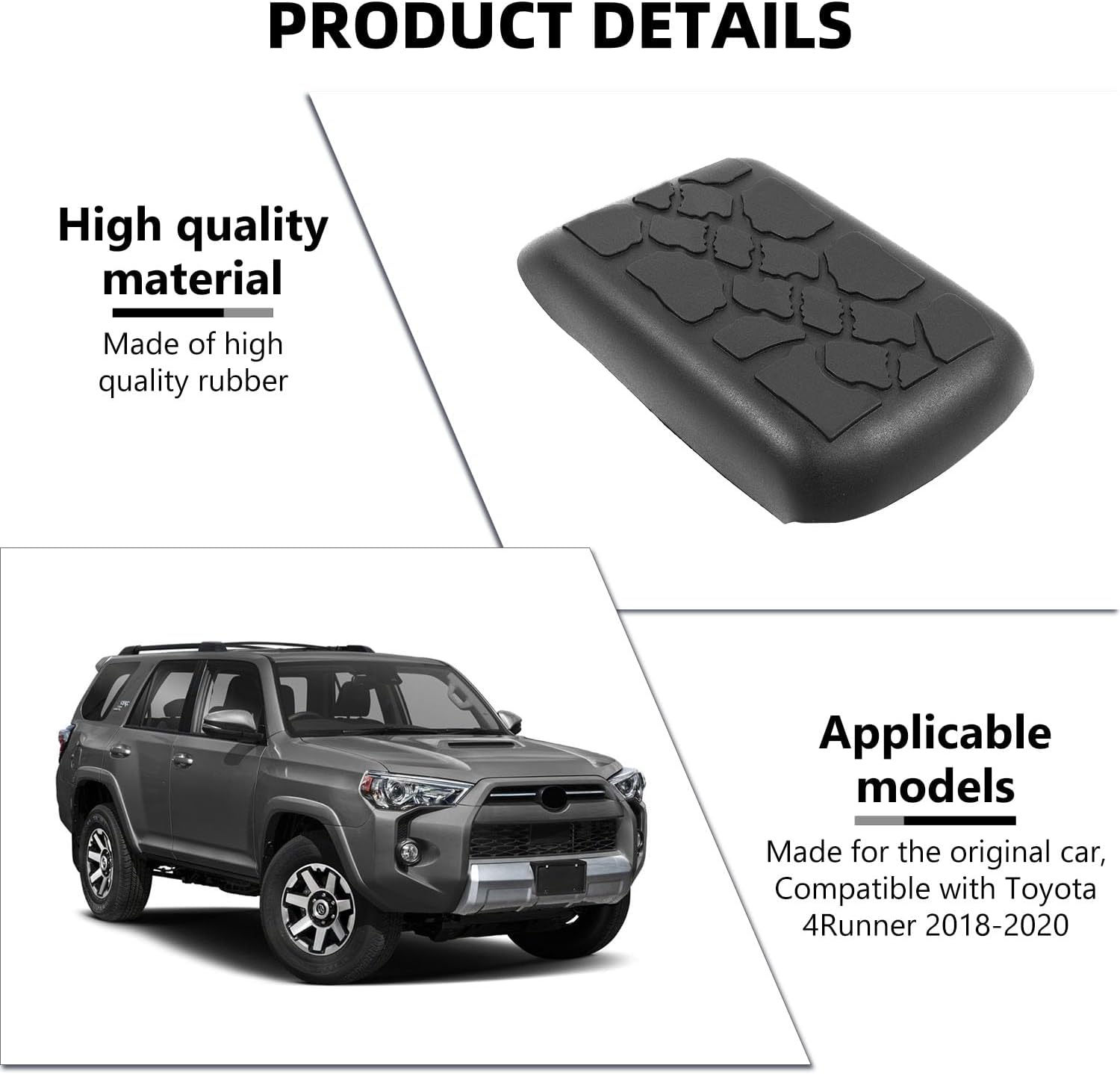RAZPOY Center Console Armrest Box Cover, Waterproof Rubber Protector Pet Pad Interior Accessories Compatible with Toyota 4Runner 2010-2023, Black
