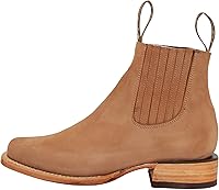 Vista 2 de Botas vaqueras cortas de cuero para mujer, botín occidental de tacón bajo