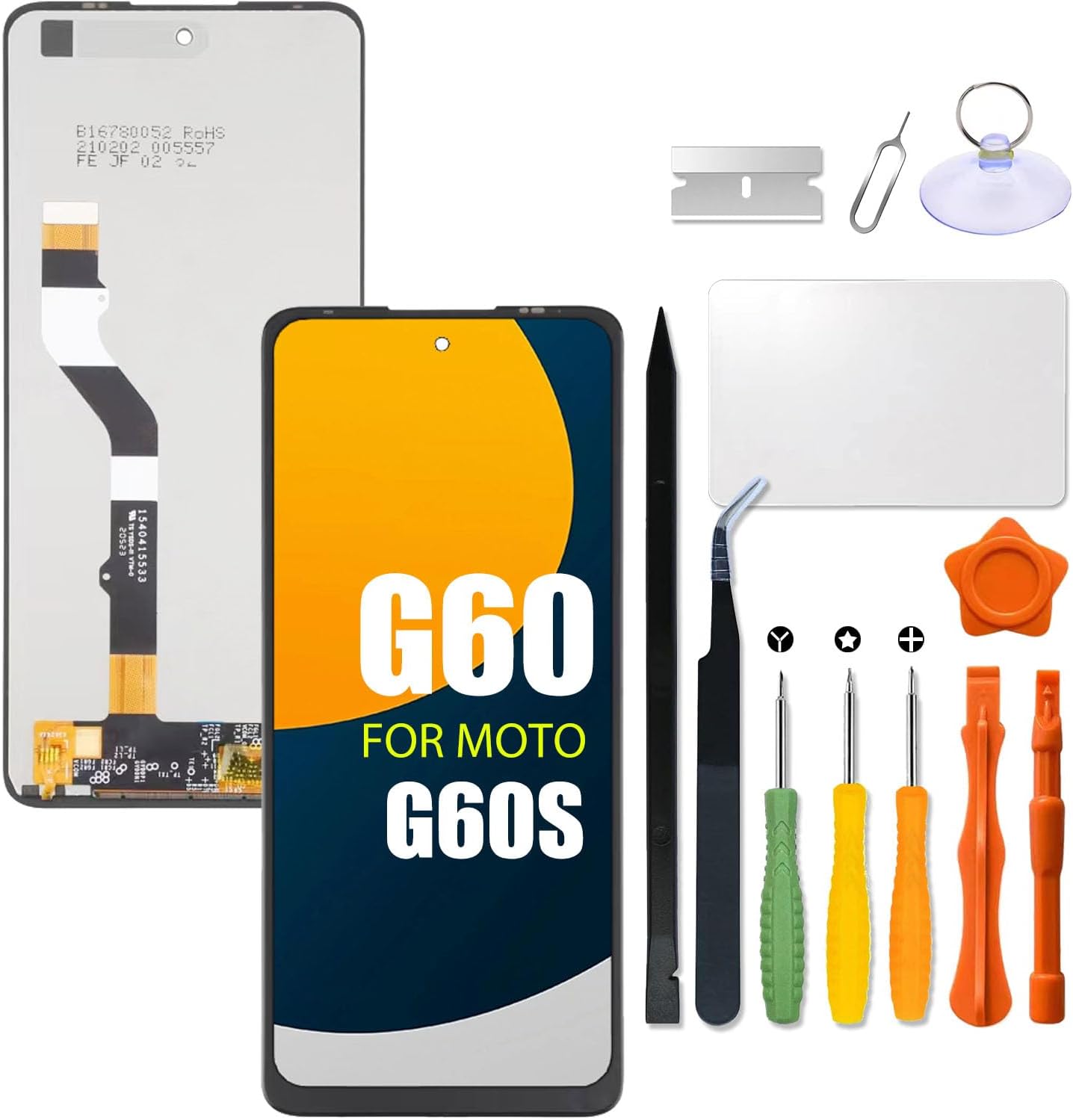 Replacement for Motorola Moto G60 | G60S | G40 Fusion LCD Screen for Moto PANB0001IN XT2133-1 XT2133-2 PANV0001IN Screen Touch Digitizer Assembly LCD Display with Repair kit