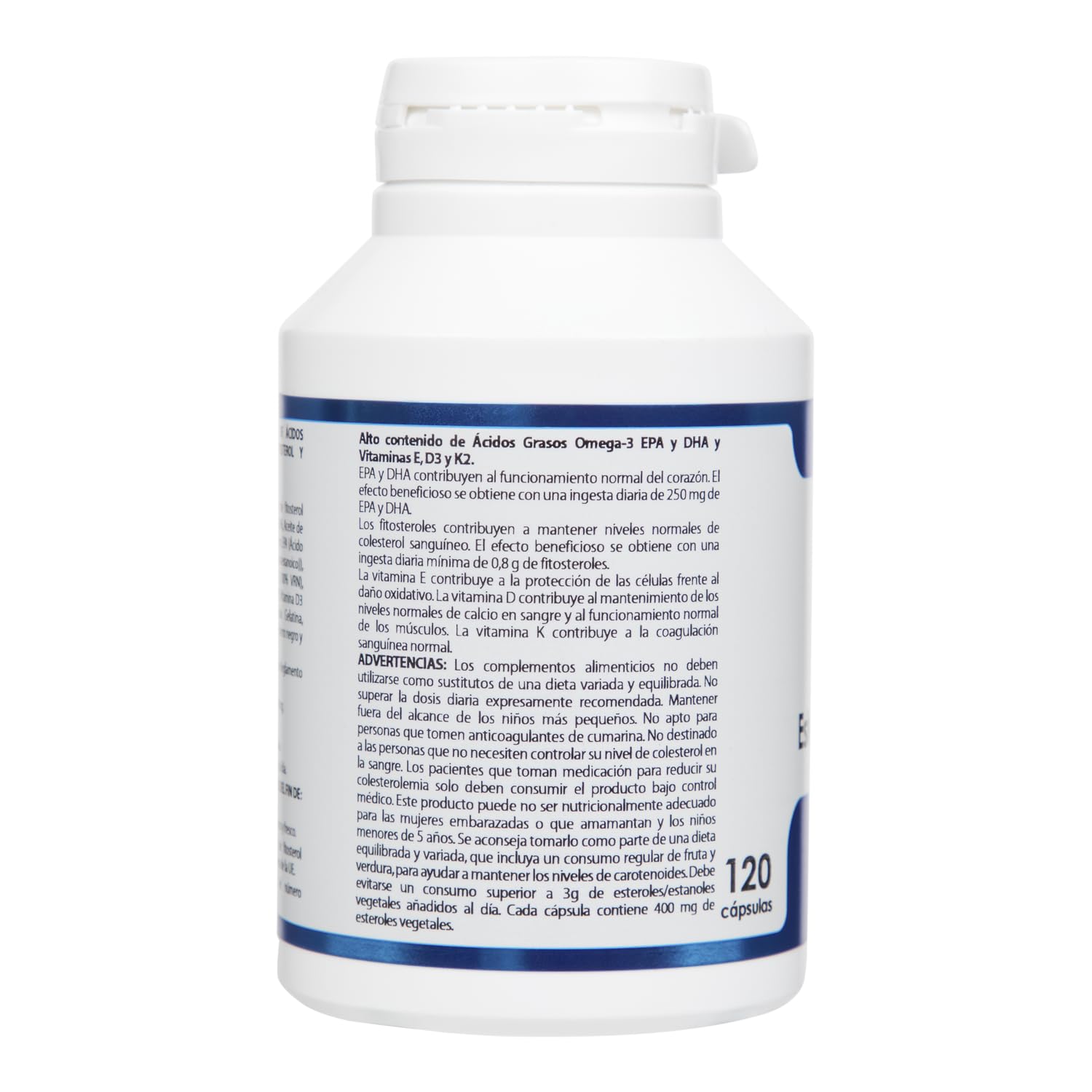 Omega 3 Esteroles Vegetales con vitaminas K2, D3 y E de Equisalud, 120 perlas