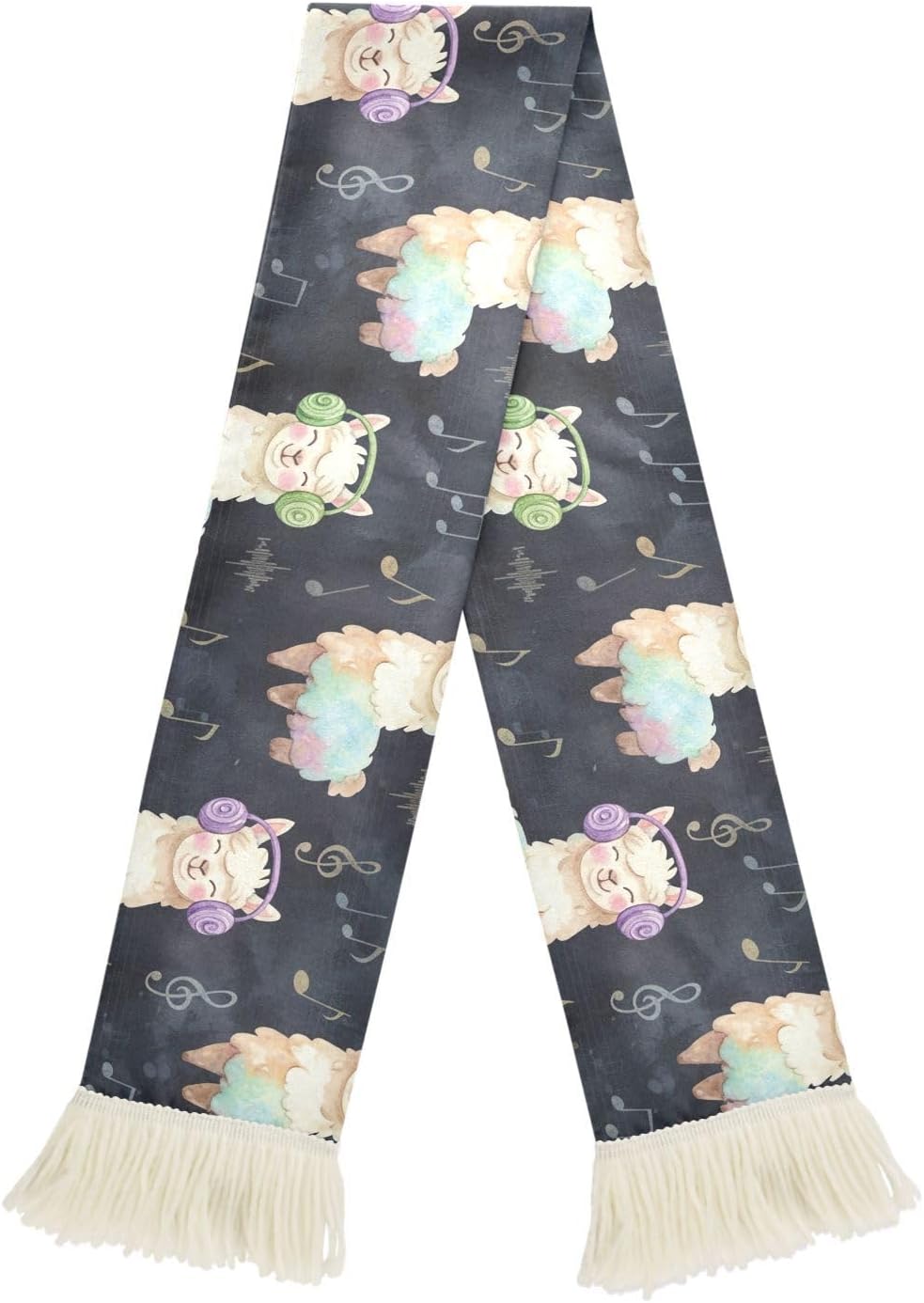 CHIFIGNO Cute Llamas Sports Fan Scarf for Soccer Games, 100% Polyester Sweat Towel Wrap with Fringe Ends, Quick Dry Cheering Banner