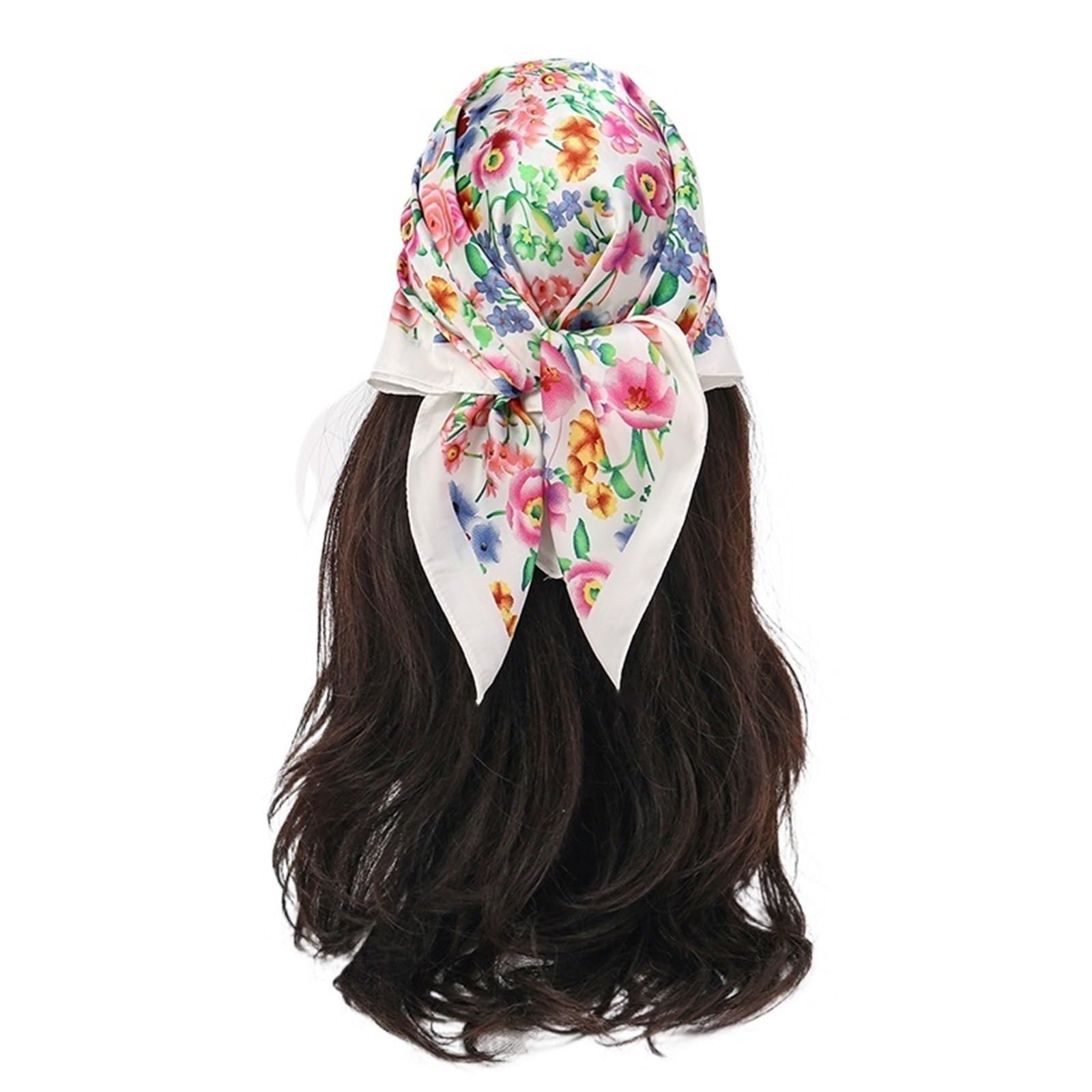 Bufandas, Pañuelo Cuadrado de Seda con Estampado Floral for Mujer, pañuelo satén diseño for la Cabeza(Color 62)