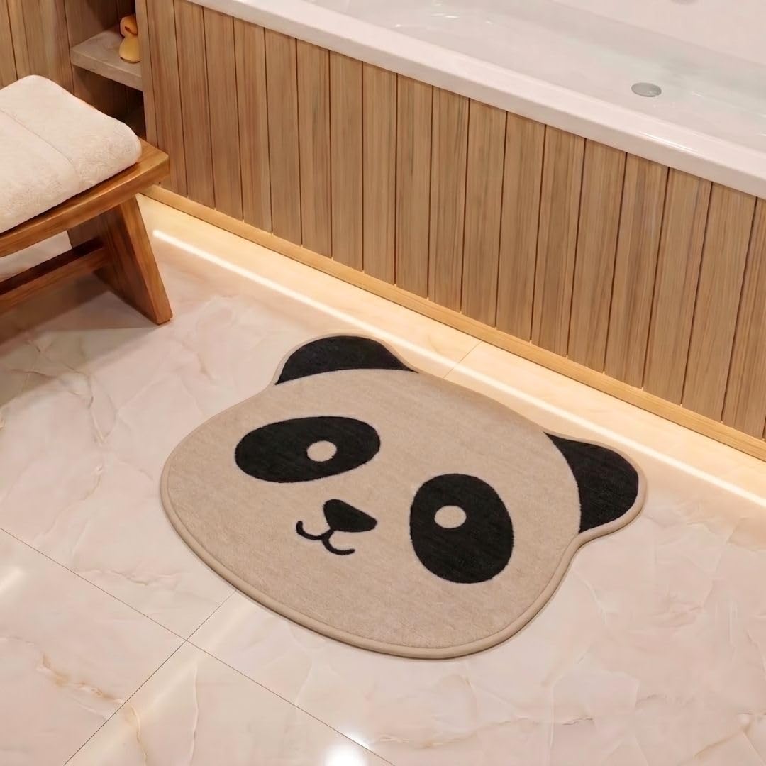 Athom Living Premium Animal Panda - Shaped Cutouts Kids Bathmat, Durable, Soft Texture, Anti-Skid, Easy to Clean, Stylish Home Decor Mat for Doorway & Kids Room | 40 * 60 cm, Grey-image-48