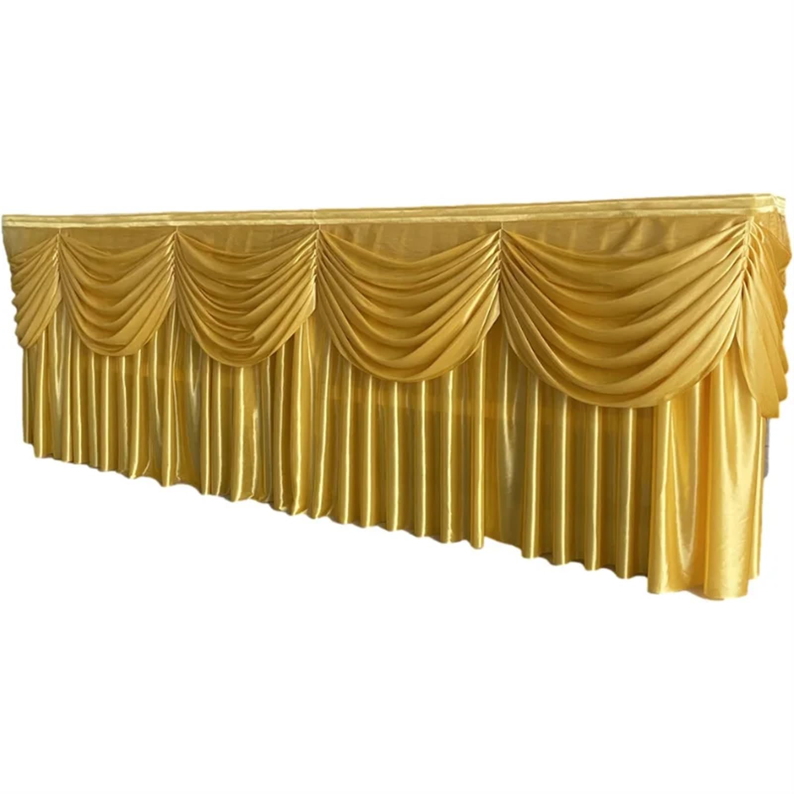 LPHFDCS Table Skirt 10ft x 29inch Ice Silk Table Skirt Colorful Pleated Ruched Table Skirting for Wedding Birthday buffet table Decoration Wedding Party Decorations(Gold)