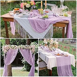 8 Pack Lavender Cheesecloth Table Runner 10Ft Gauze Cheese Cloth 35×120 Inch Boho Table Runner Romantic Table Cloth Long Table Cover for Wedding Birthday Party Bridal Shower Baby Shower Picnic Easter