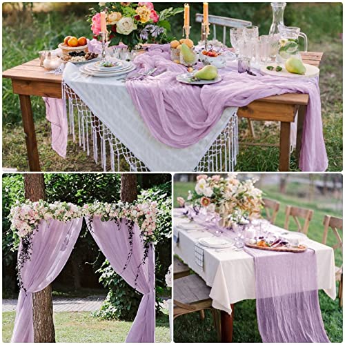 8-Pack-Lavender-Cheesecloth-Table-Runner-10Ft-Gauze-Cheese-Cloth-35×120-Inch-Boho-Table-Runner-Romantic-Table-Cloth-Long-Table-Cover-for-Wedding-Birthday-Party-Bridal-Shower-Baby-Shower-Picnic-Easter 8 Pack Lavender Cheesecloth Table Runner 10Ft Gauze Cheese Cloth 35×120 Inch Boho Table Runner Romantic Table Cloth Long Table Cover for Wedding Birthday Party Bridal Shower Baby Shower Picnic Easter