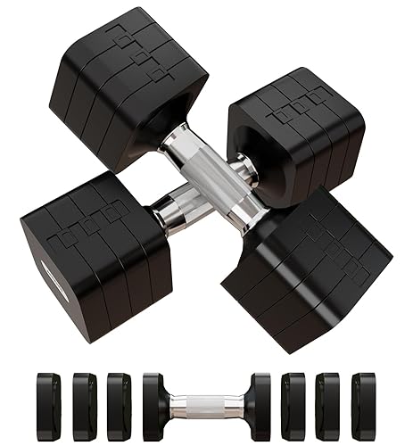 15LB 20LB 40LB 50LB Adjustable Dumbbell Set Free Weights Dumbbells Set for Women Men Hand Weights Sets Adjust Dumbbell Weight Sets for Home Gym Exercise Workout Strength Training Equipments - Black - 20LB Each [40 LBS Pair]