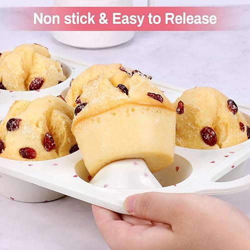 Miniatura 4 de Molde de silicona antiadherente para magdalenas de 6 tazas de tamaño jumbo para hornear con marco reforzado de metal, libre de BPA, de silicona,
