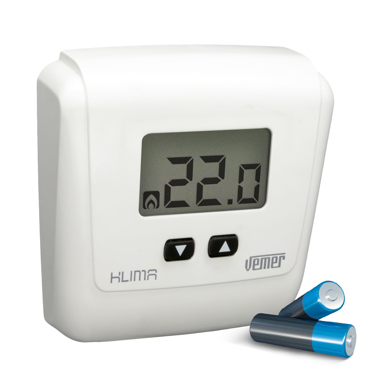 VEMER VE729000 KLIMA LCD - Termostato Elettronico da Parete, Alimentazione a Batterie, Bianco