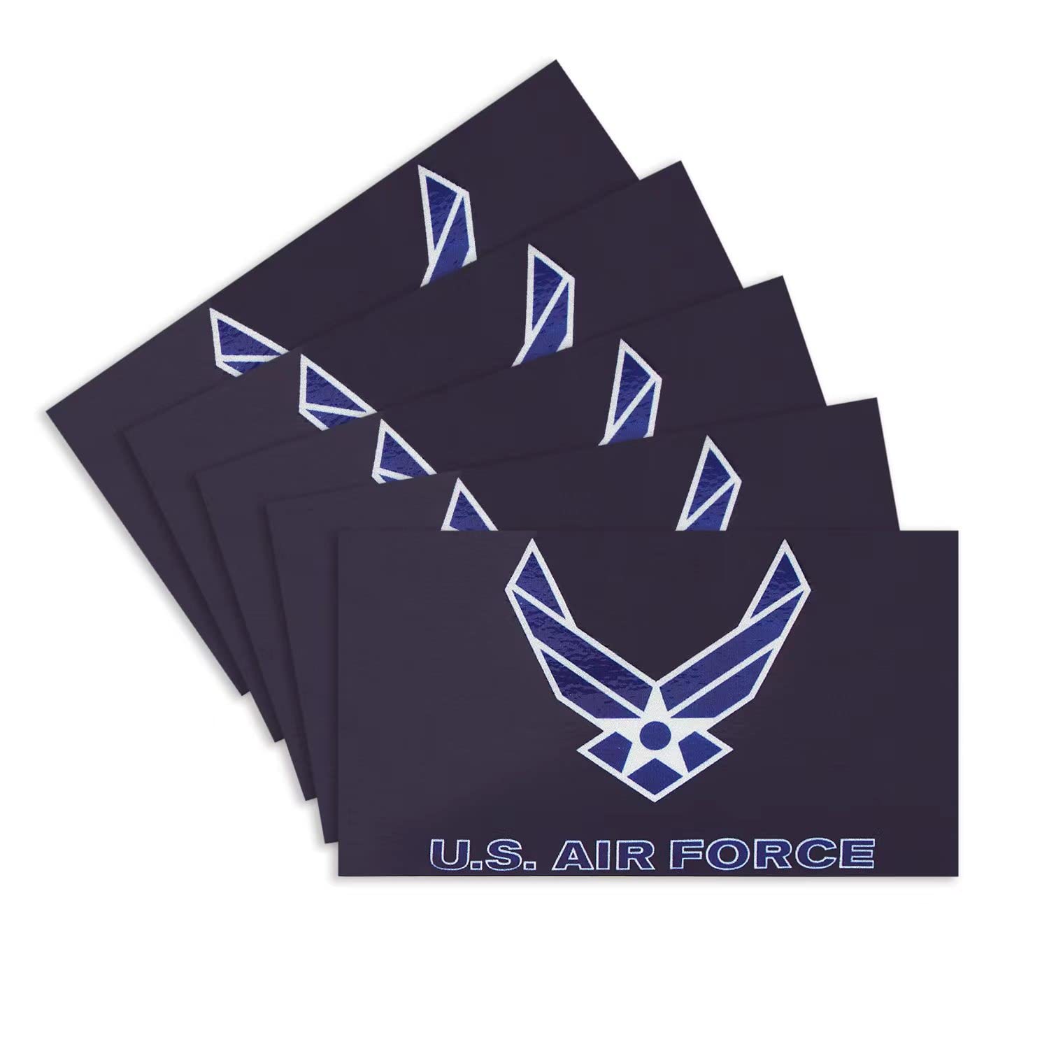 CANTENDO 5Pcs Air Force Wing Flag Decal Sticker - Air Force Wing Flag Reflective Vinyl Car Stickers - for Car Window Bumper Waterproof Sticker (2.5 x 4.5 Inch)