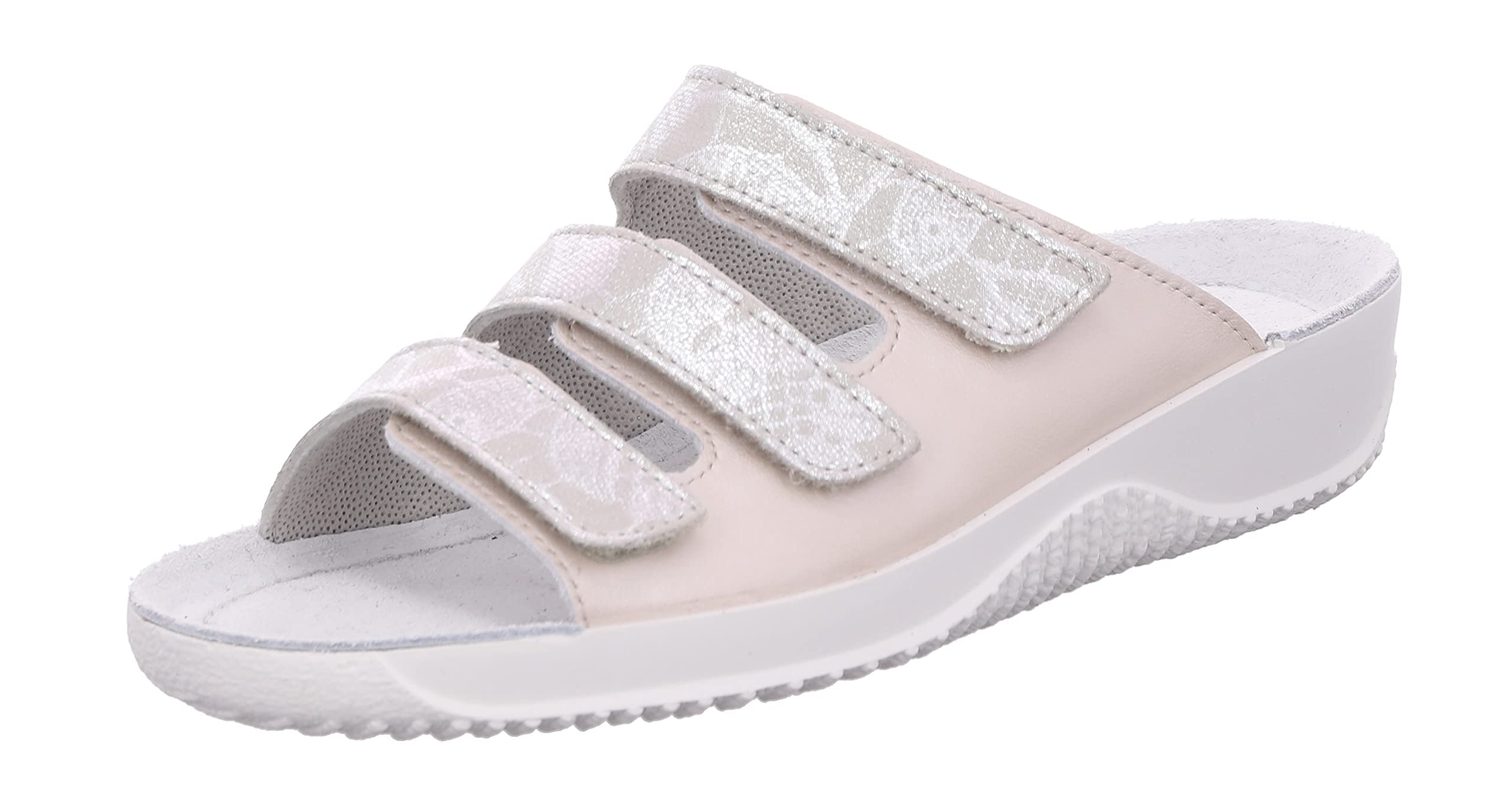 Rohde Soltau-40 1930 Women's Mules Three Straps Metallic Print Velcro Fastening, 12 chalks, 8 UK