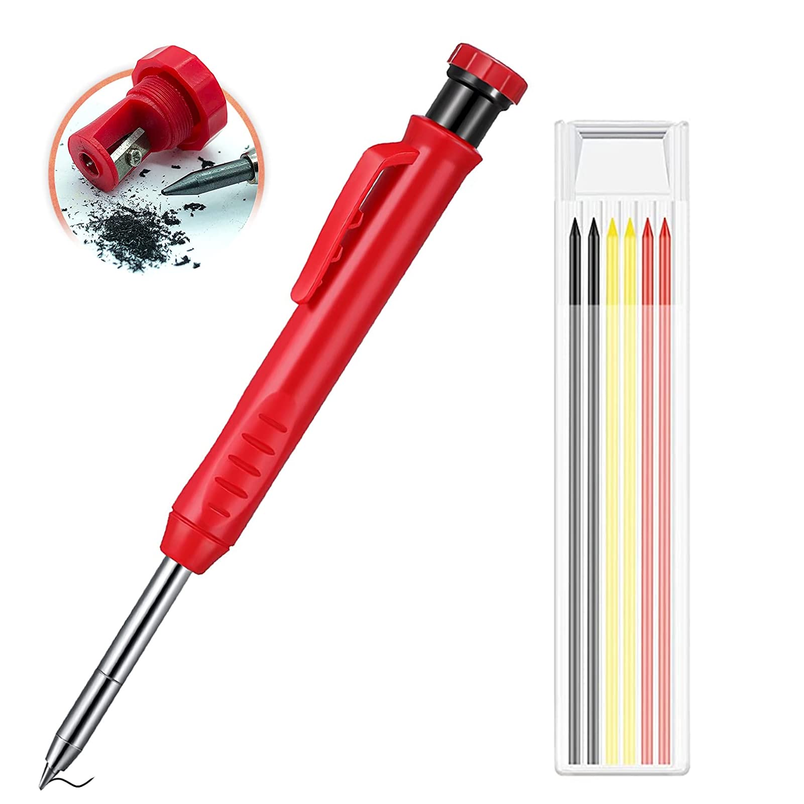 Metal Solid Carpenter Pencil For Deep Hole Marker With Refill Leads Marking Woodworking Deep Hole Mechanical Pencils Stationery - 21