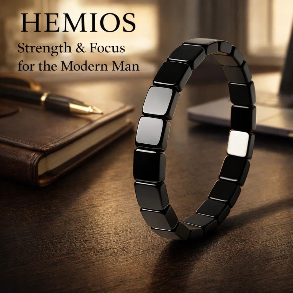 Hematite Bracelet Men - Reignites Masculine Energy, Natural Hematite Stone Beaded Stretch Healing Bracelets Reclaim Your Edge & Confidence, Inspirational Gift Jewelry - Image 2