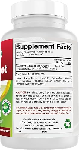 Miniatura 4 de Best Naturals Polvo de raíz de remolacha 500 mg 180 cápsulas (180 unidades (paquete de 2))