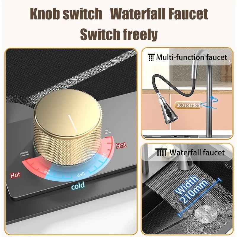 Image of X-XONIER 304 Grade Stainless Steel 7 In 1 Shower panel and All in One Sink Combo Multifunction Handheld Mist Spray Temperature Display (silver)