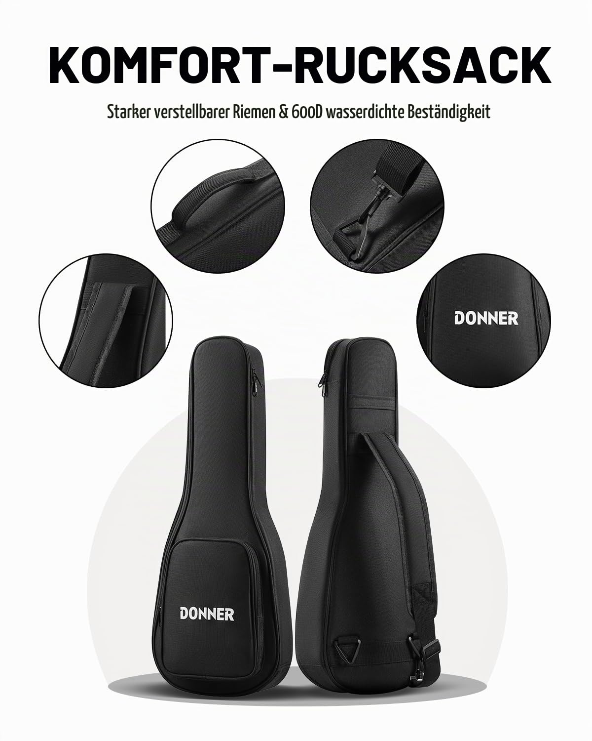 Donner Konzert Ukulele Professional Kit 23 Zoll Mahagoni Ukelele für Anfänger Erwachsene Kinder Ukele Bundle mit Online Lektion Gig Bag Aquila String Pick Tuner Strap Cloth, DUC-200B Blau