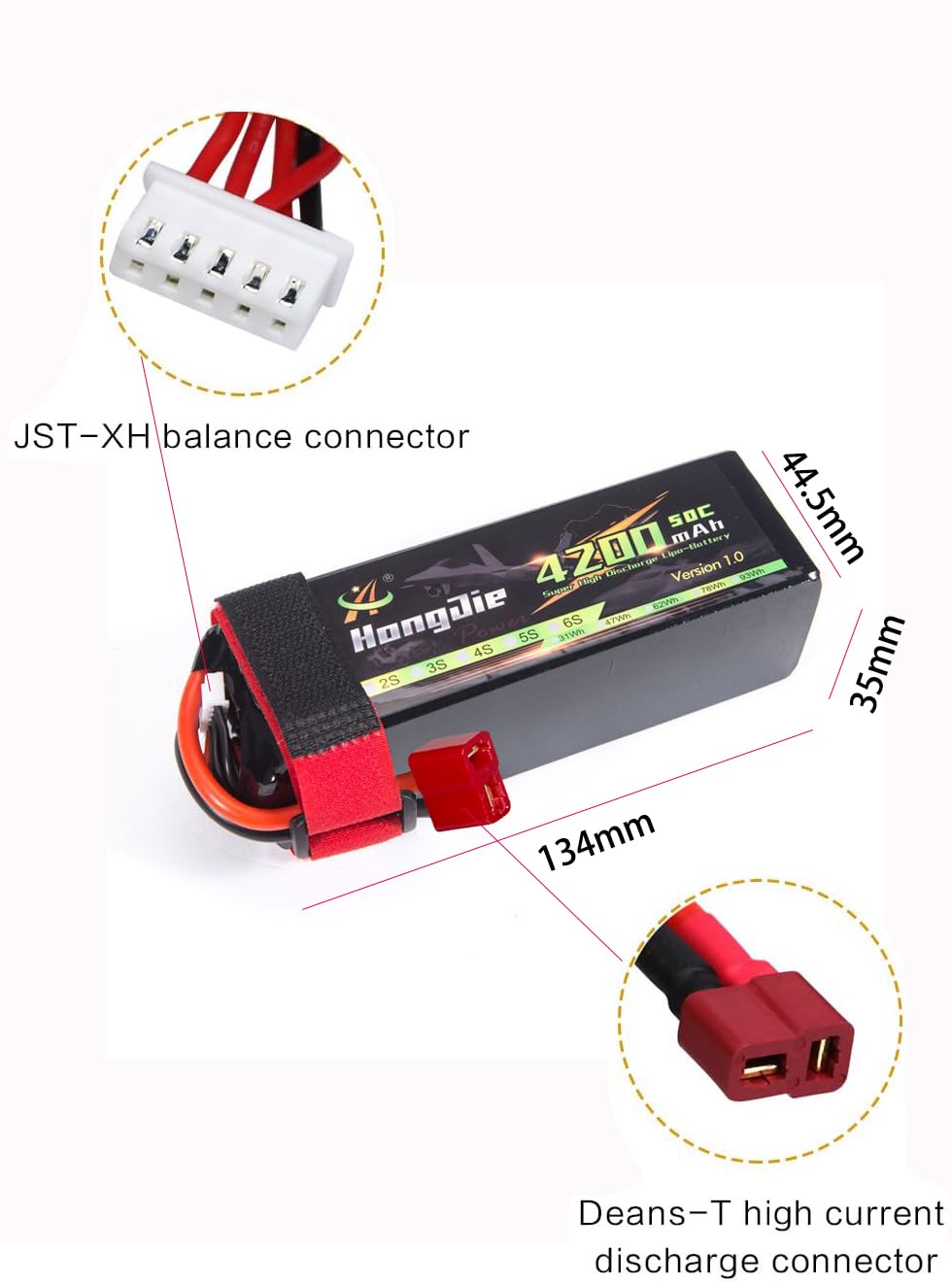 Wiederaufladbare 4S 14,8V 4200mAh Lipo Batterie 50C RC Spielzeug Batterien Akku mit Deans Anschluss T Stecker für Fernbedienung Carrera Flugzeug Quadcopter Auto Helikopter Boot 1/8 1/10