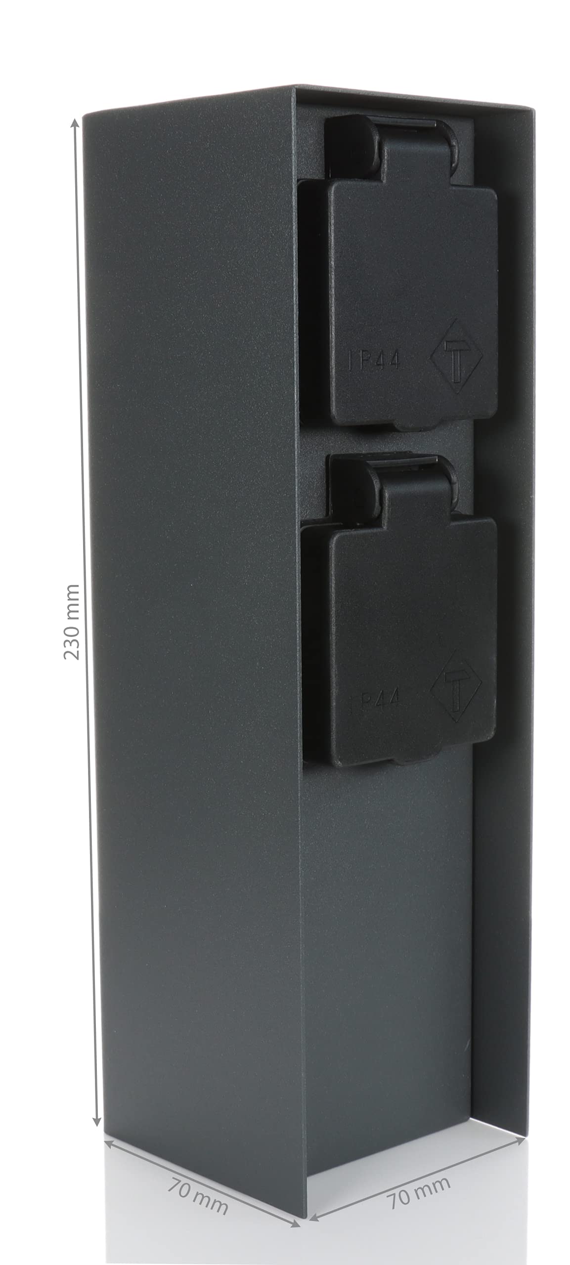 BOLD 19011 Orio presa esterna da giardino con spina a 2 pieghe in antracite (colonna energetica IP44 | fino a 3680 Watt | angolare | 23 x 7 x 7 cm