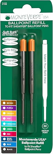 Vista 64 de Monteverde Repuesto de bolígrafo para adaptarse a bolígrafos Sheaffer, punta media, rollo suave, negro, 2 por paquete (S132BK) Negro -,Rojo