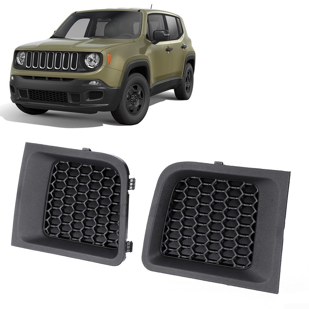 Griglia paraurti, Coppia Sinistra Destra Anteriore Inferiore per lunetta Copertura per Jeep per renegade Griglia Paraurti Laterale Inserto Bordo Cromato Trim Ricambio Esterno