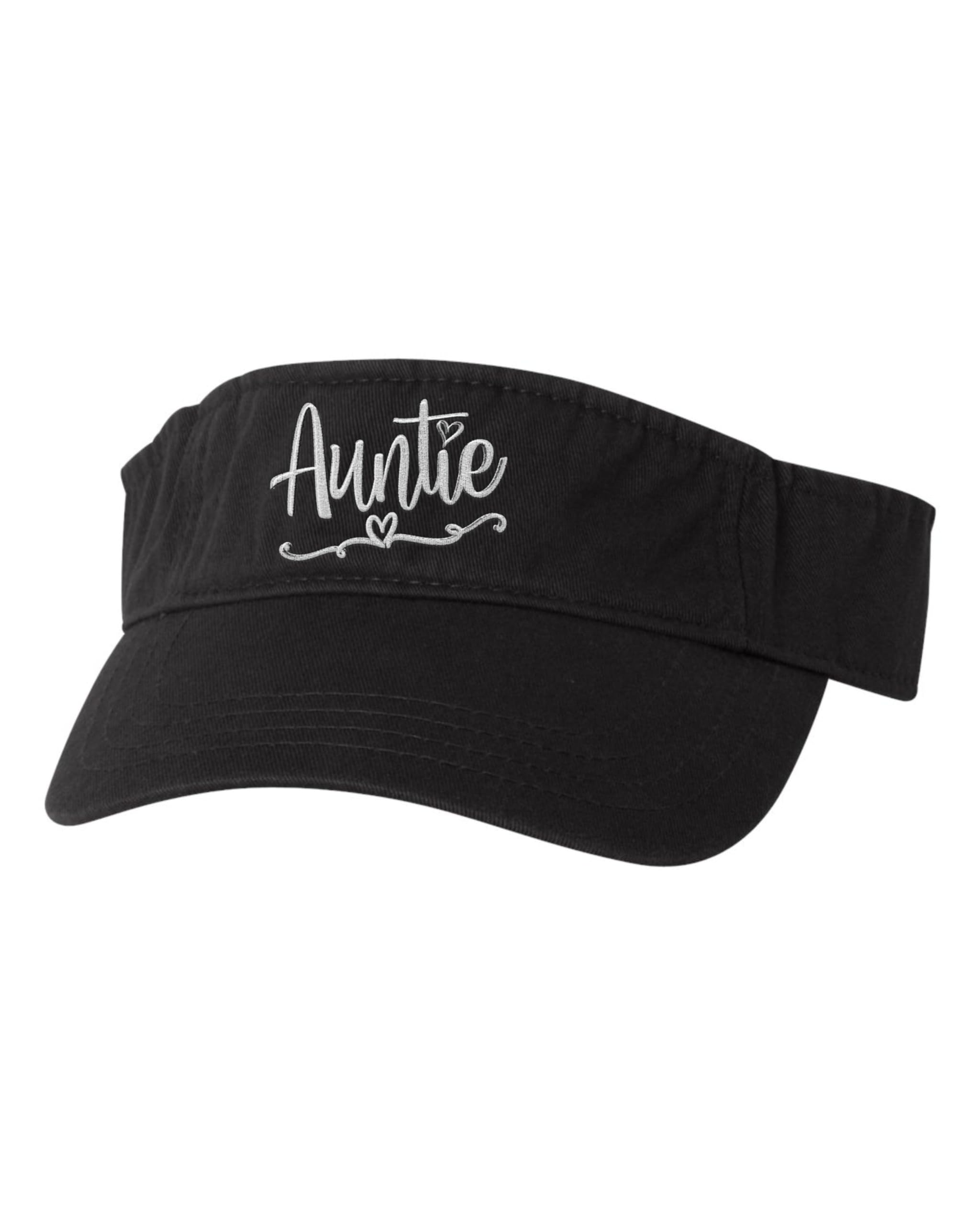 Go All Out One Size Black Visor Auntie Heart Embroidered Visor Dad Hat